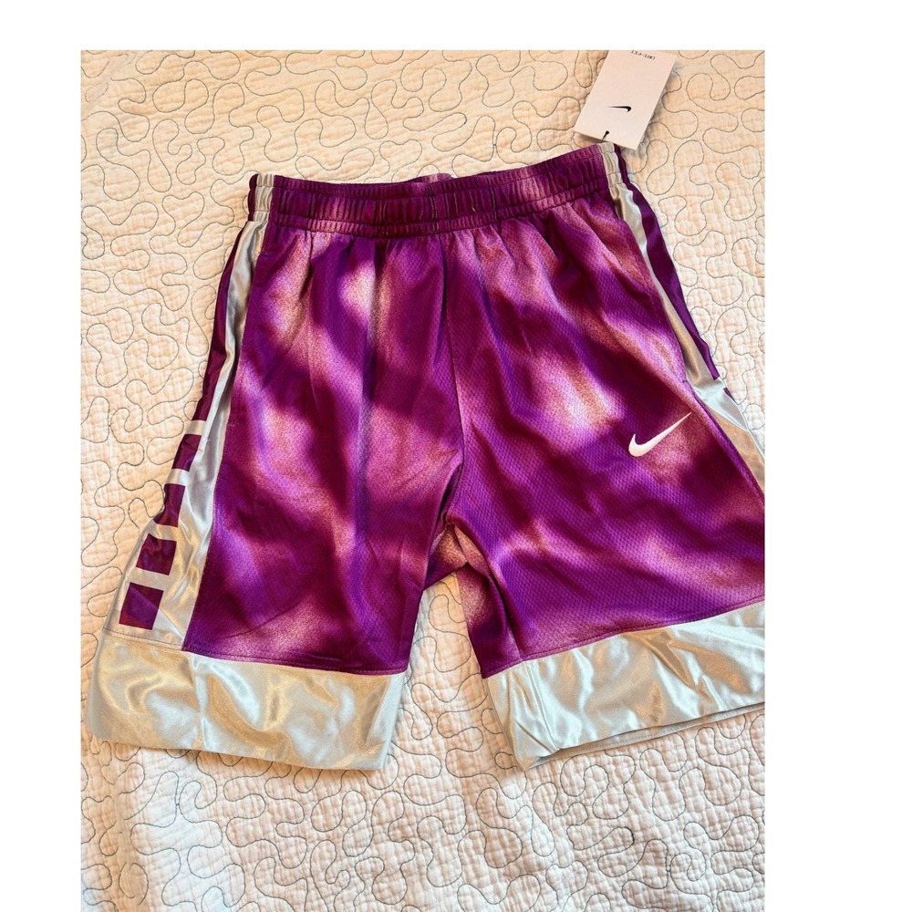 Nike Dri-Fit Kids Basketball Shorts Purple‎ Tie Dye Loose Fit Size Large